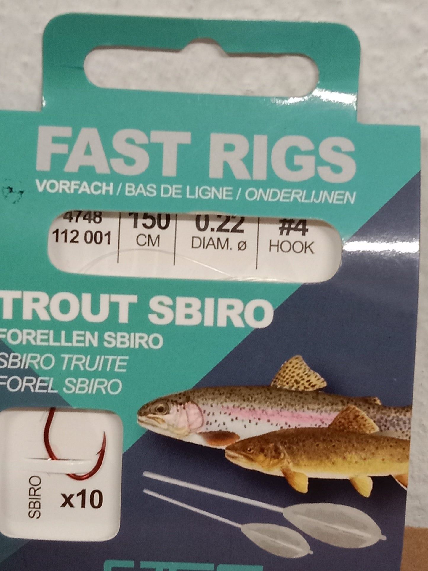 SPRO Fast Rig Sbirolino Trout Vorfach 150cm 0,22mm Gr4 10stk