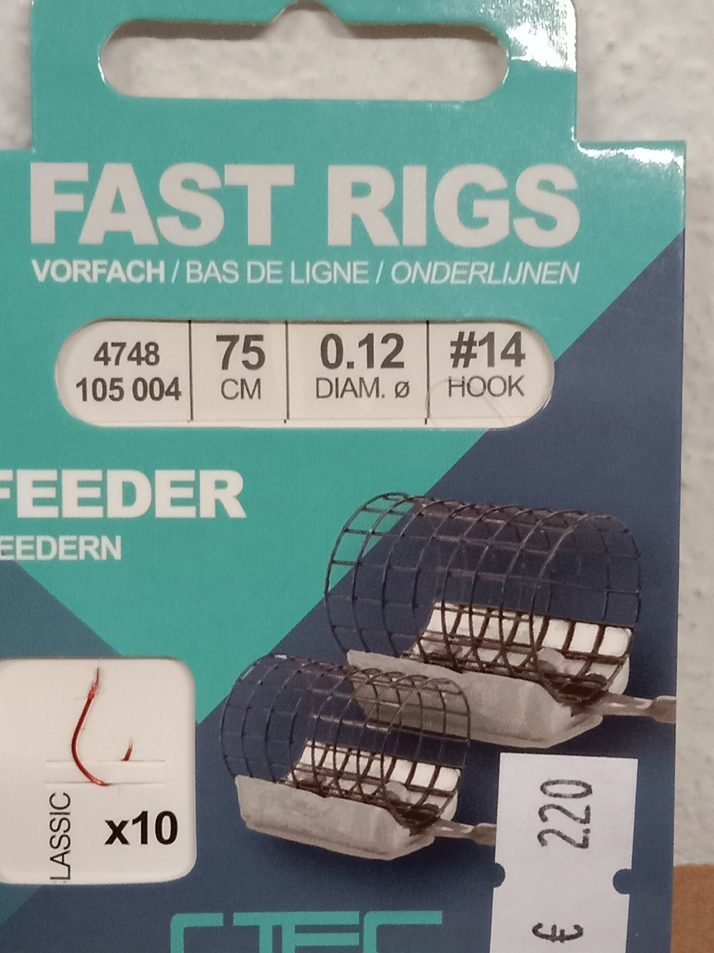 SPRO Fast Rig Feeder Vorfach 75cm 0,12mm Gr14 10stk