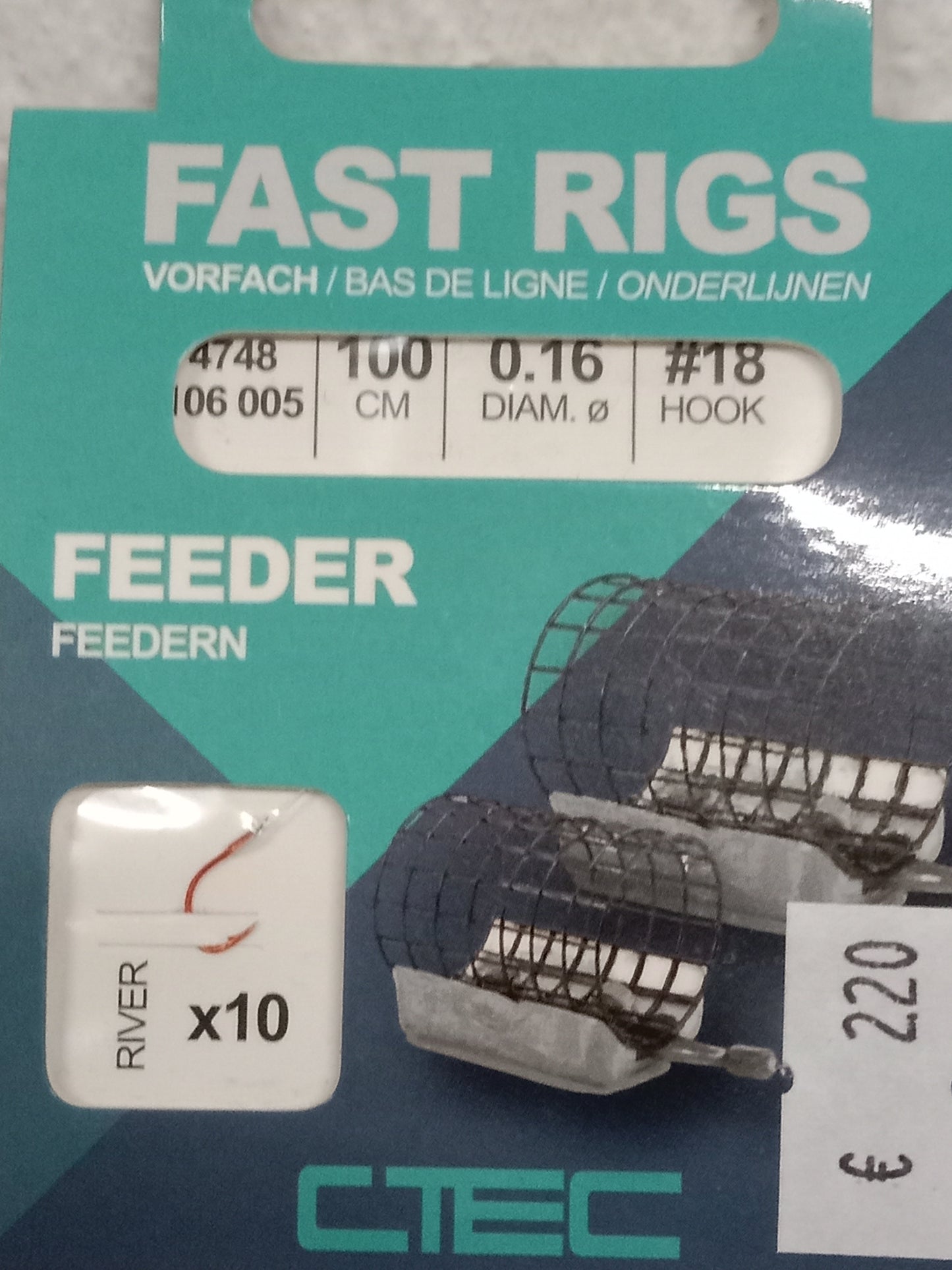 SPRO Fast Rig Feeder Vorfach 100cm 0,16mm Gr18 10stk