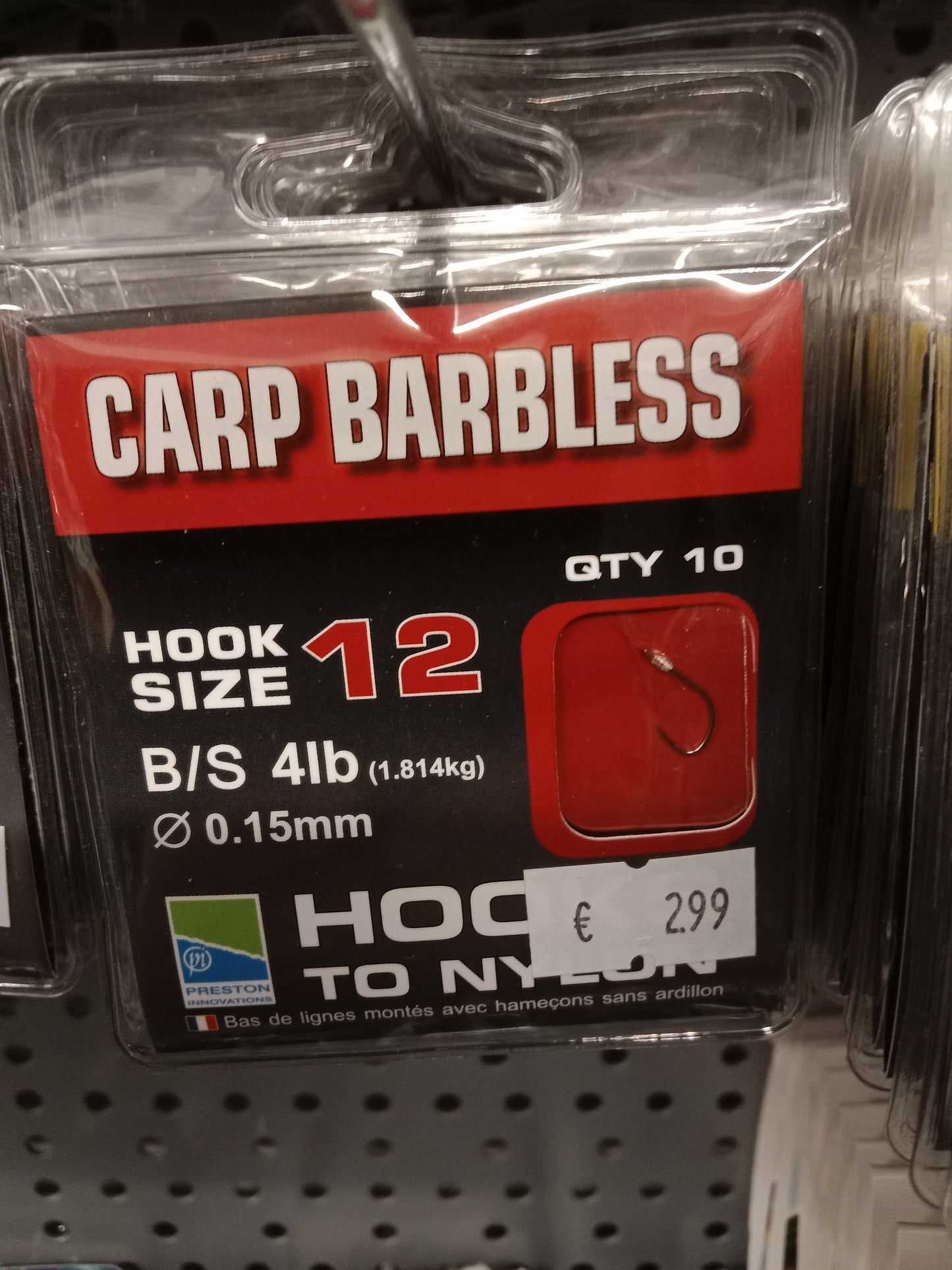 Preston Carp cm-0,15mm gr 12 10stk Barbless