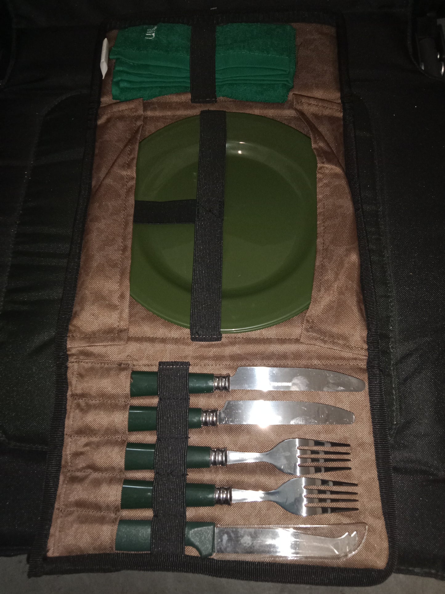 Delphin Teller und Besteck Set für 2 Personen mit Tasche