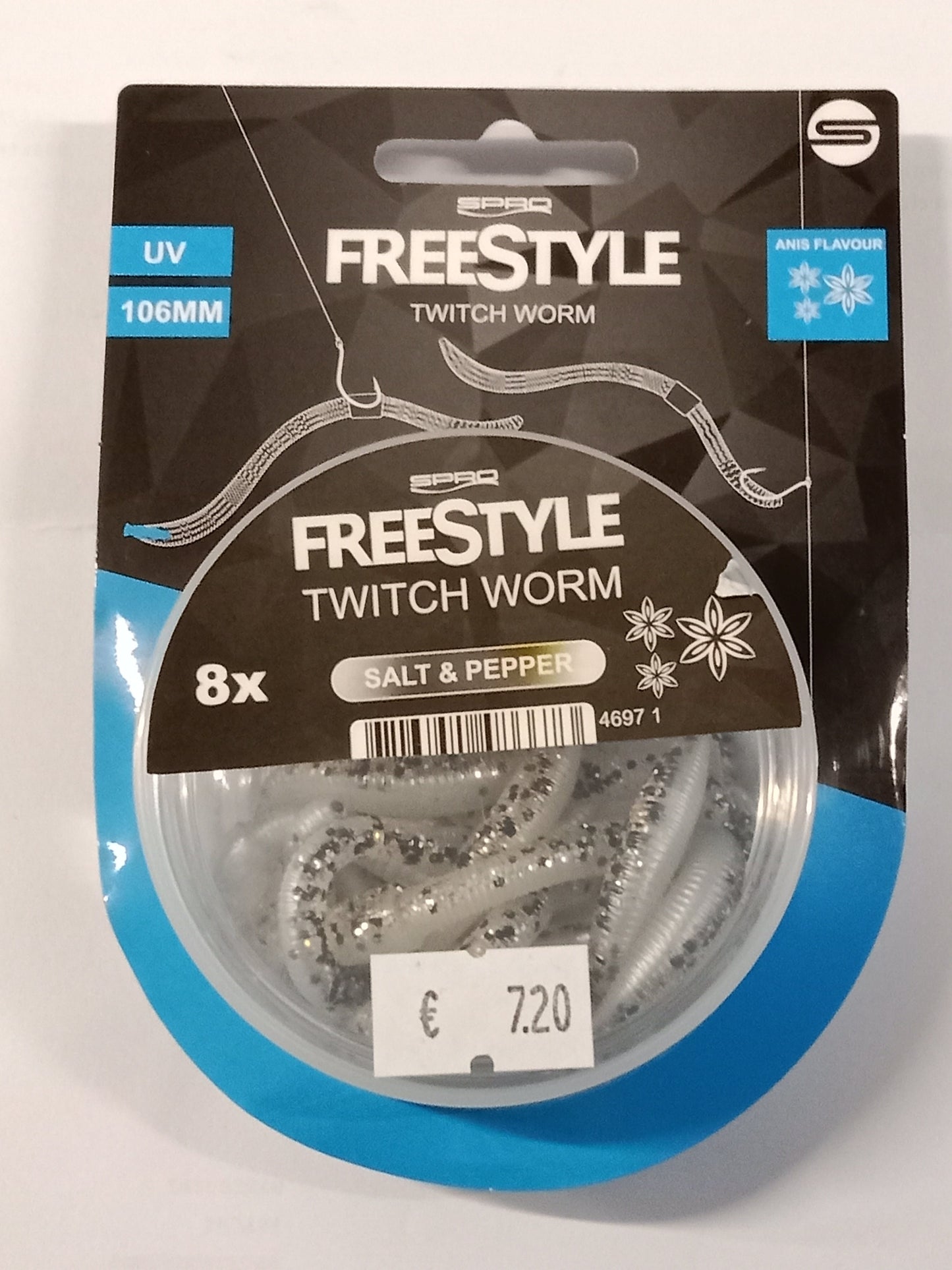SPRO Freestyle Twitch Worm Farbe Salt & Pepper 8 Stk 106mm