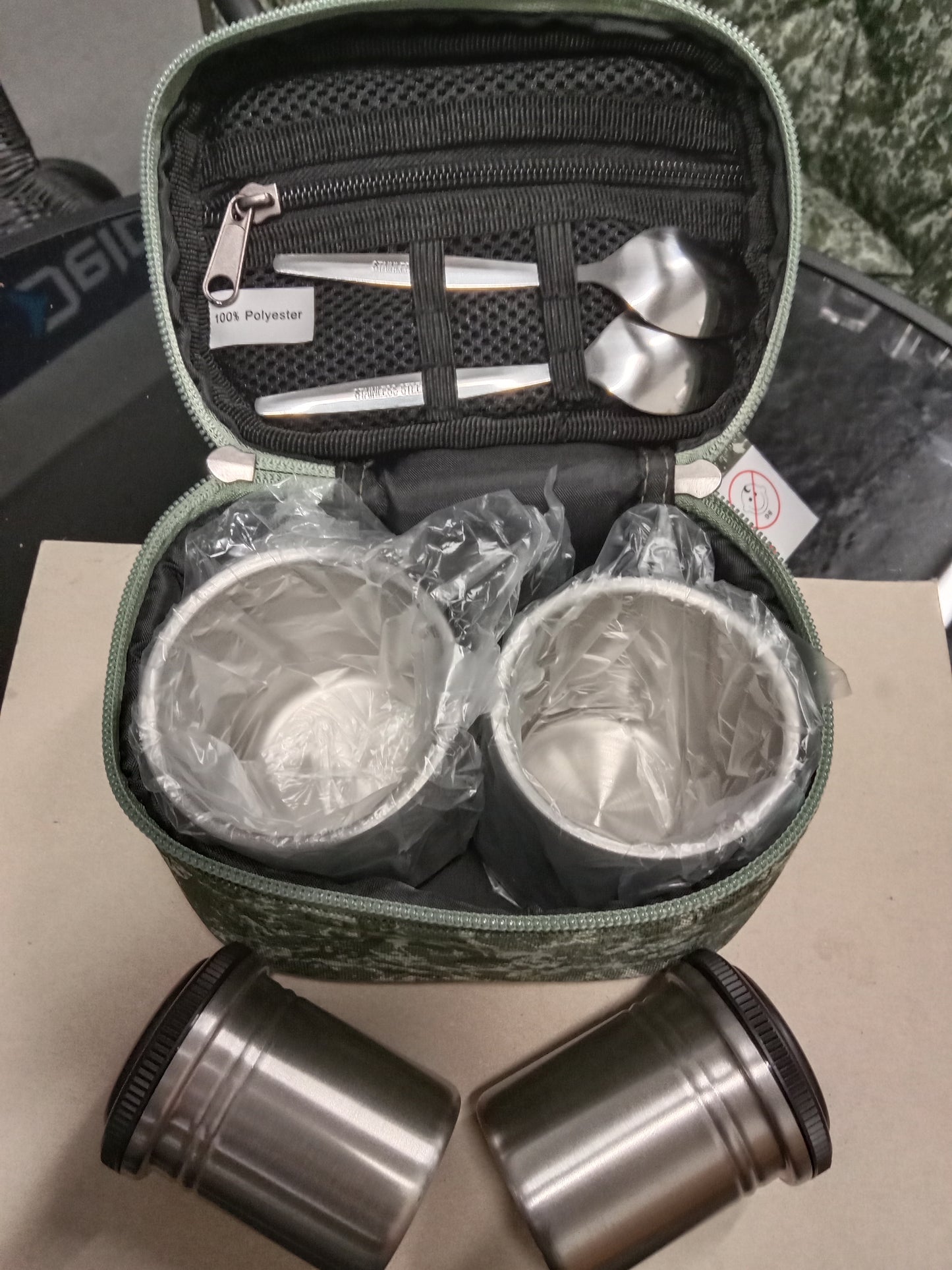Delphin Kaffe Set 2 Becher mit Milch und Zucker Behälter