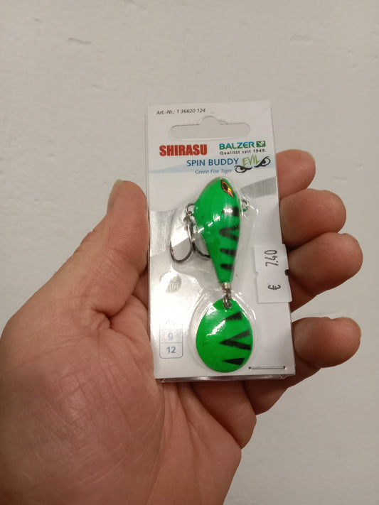 Balzer Shirasu Spin Buddy Evil Eye 12g Green Fire TIGER  1stk