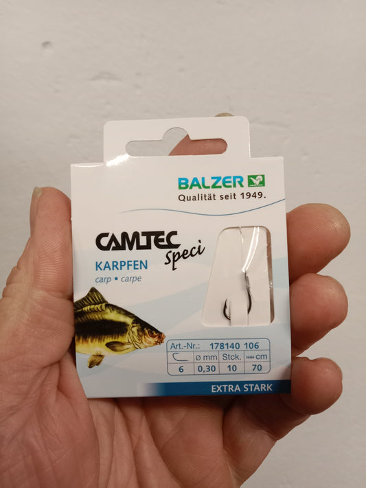 Balzer Camtec Karpfenhaken gr 6  0,30mm 70cm