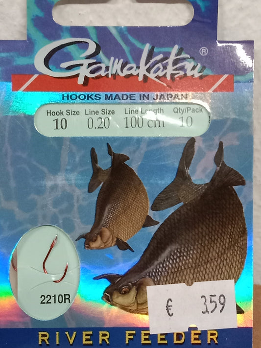 Gamakatsu Gebundene Haken River Feeder 10 Stk gr 10 0,20mm 100cm