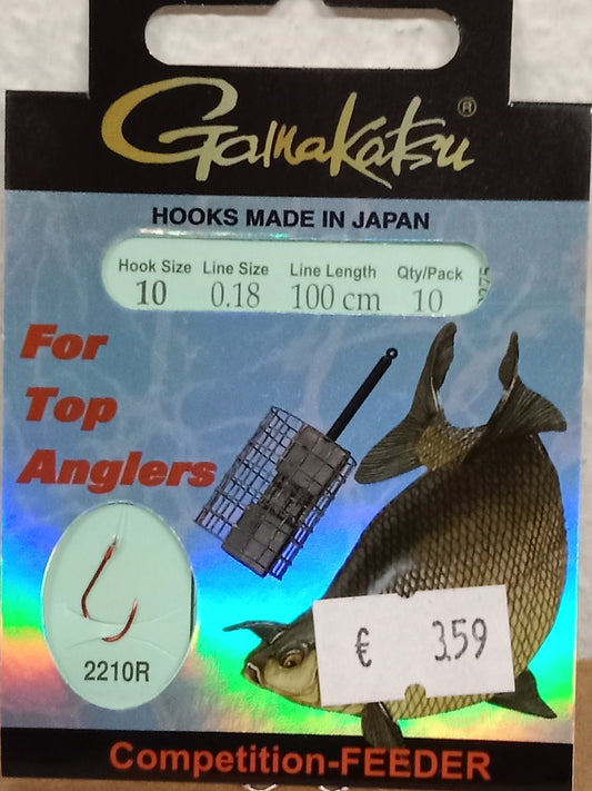 Gamakatsu Gebundene Haken Competition Feeder 10 Stk gr 10 0,18mm 100cm 2210R