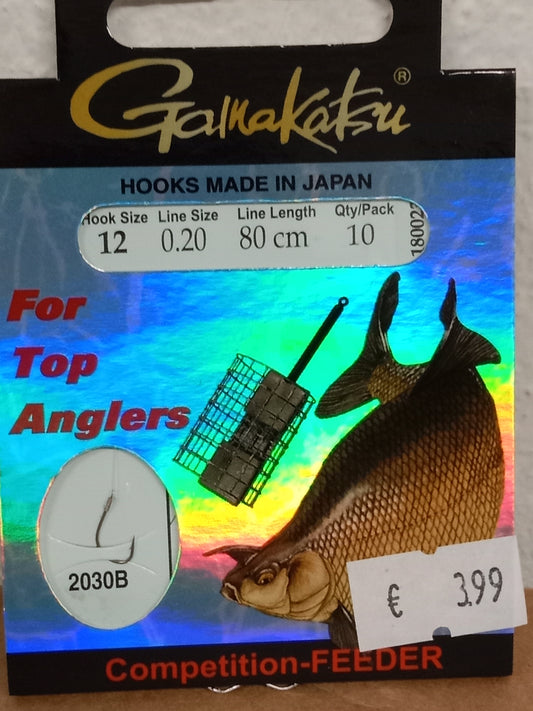 Gamakatsu Gebundene Haken Competition Feeder 10 Stk gr 12 0,20mm 80cm 2030B