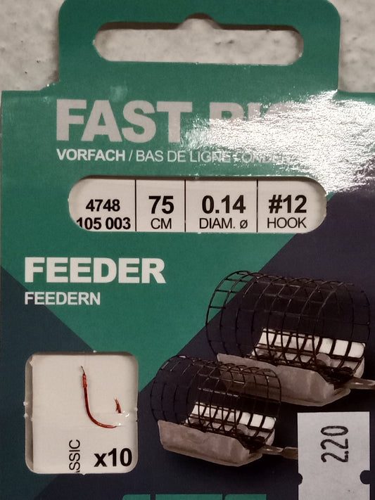 SPRO Fast Rig Feeder Vorfach 75cm 0,14mm Gr12  10stk