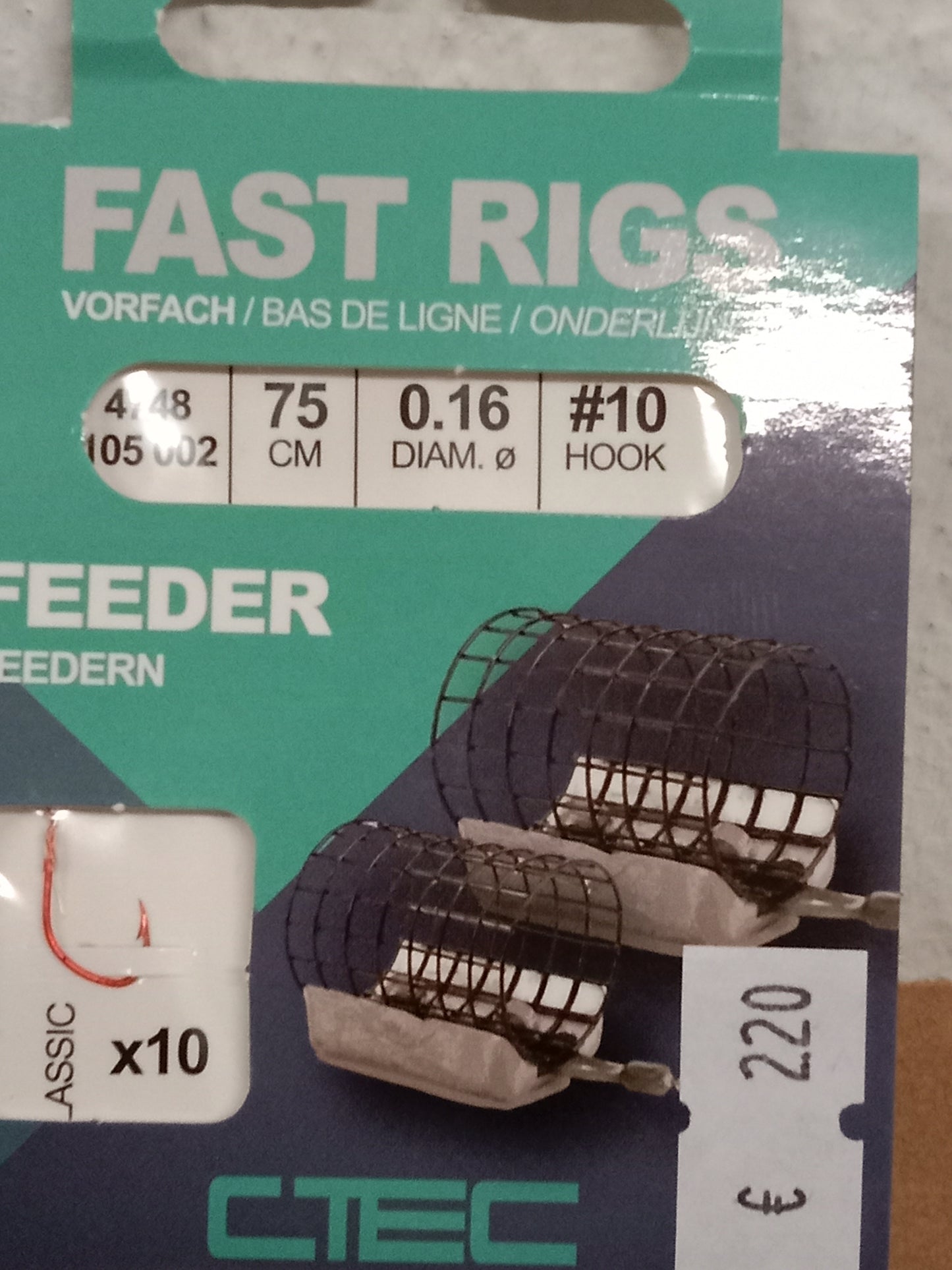 SPRO Fast Rig Feeder Vorfach 75cm 0,16mm Gr10  10stk