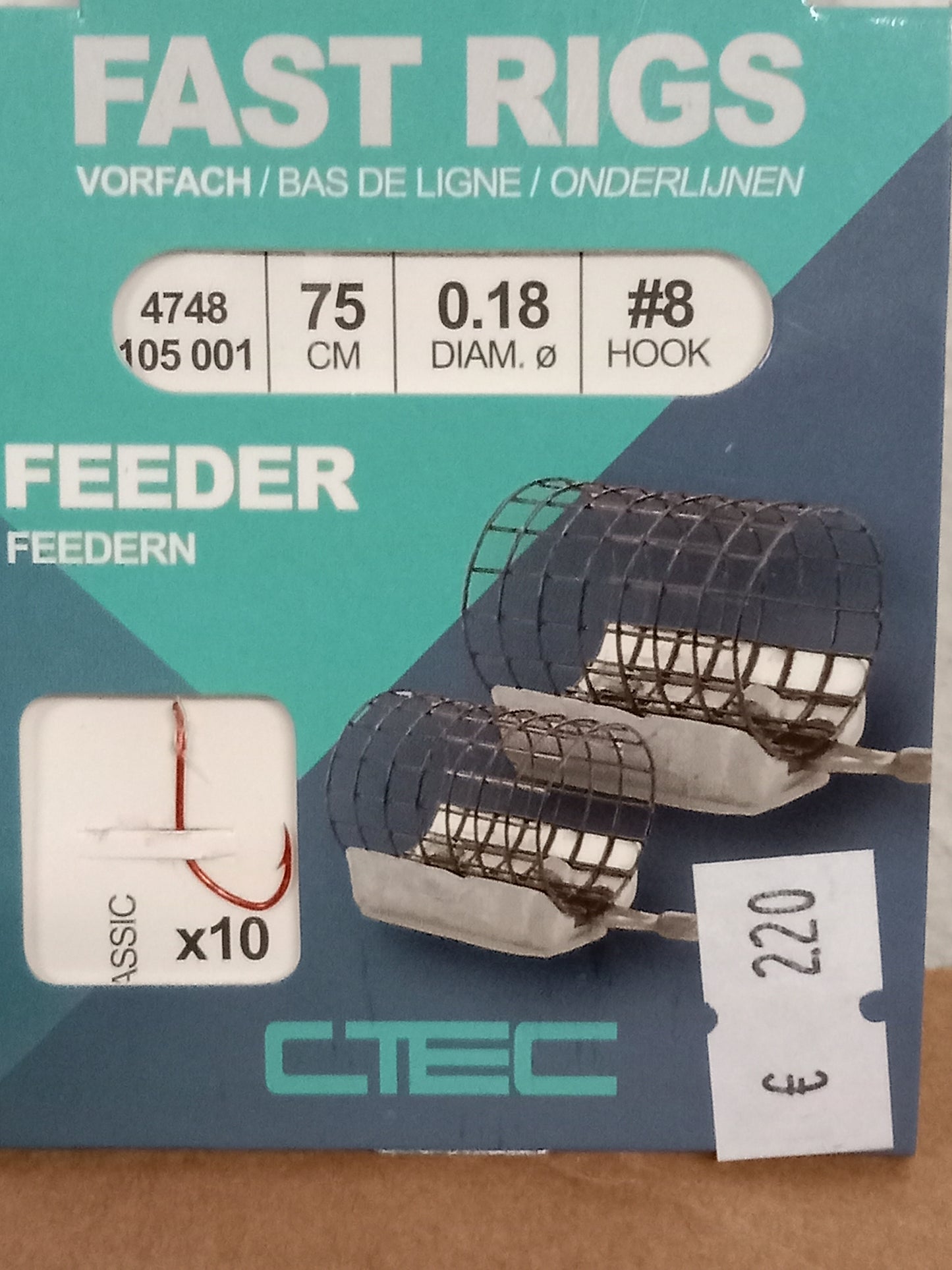 SPRO Fast Rig Feeder Vorfach 75cm 0,18mm Gr8  10stk