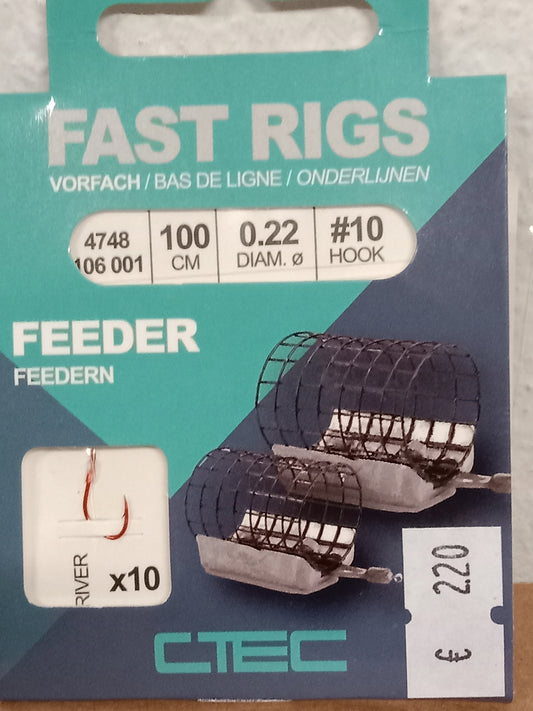 SPRO Fast Rig Feeder Vorfach 100cm 0,22mm Gr10  10stk