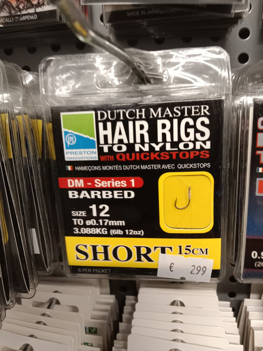 Preston Hair Rig to Nylon mit Quickstop  15cm-0,17mm gr 12   stk Barbed