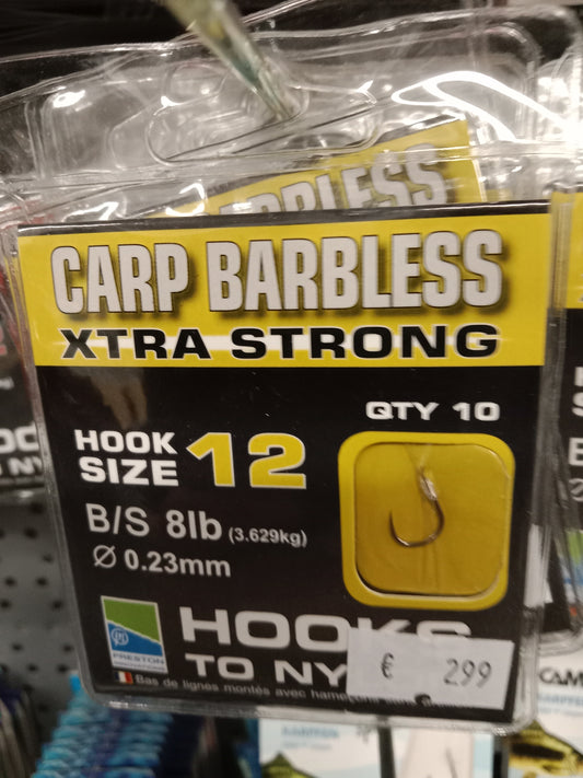 Preston Carp Xtra Strong  cm-0,23mm gr 12   10stk Barbless