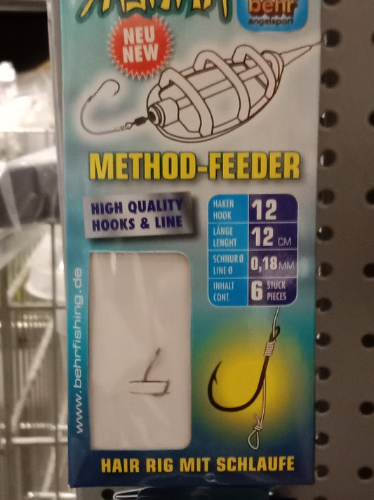 Behr Method Feeder Rig mit Schlaufe 6STK  12cm, Hakengr 12, o,18mm