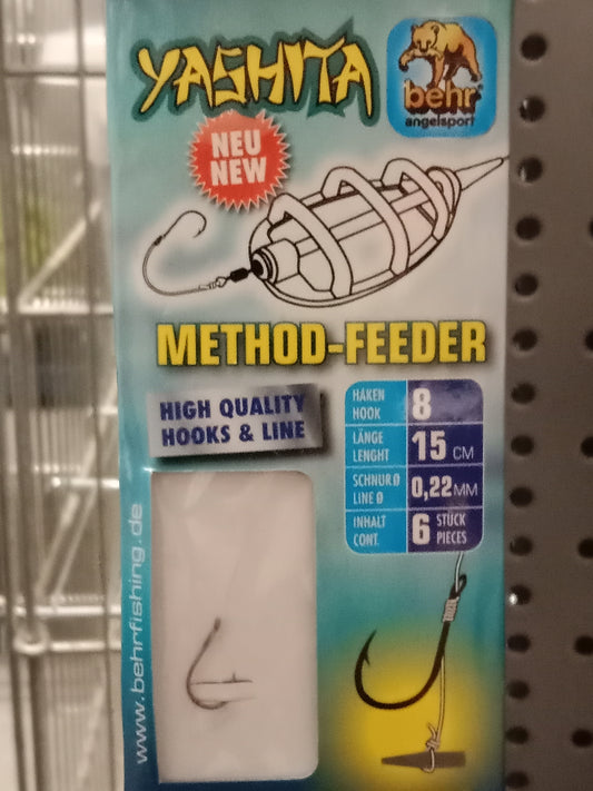 Behr Method Feeder Rig mit Baitstop 6STK  15cm, Hakengr 8, o,22mm