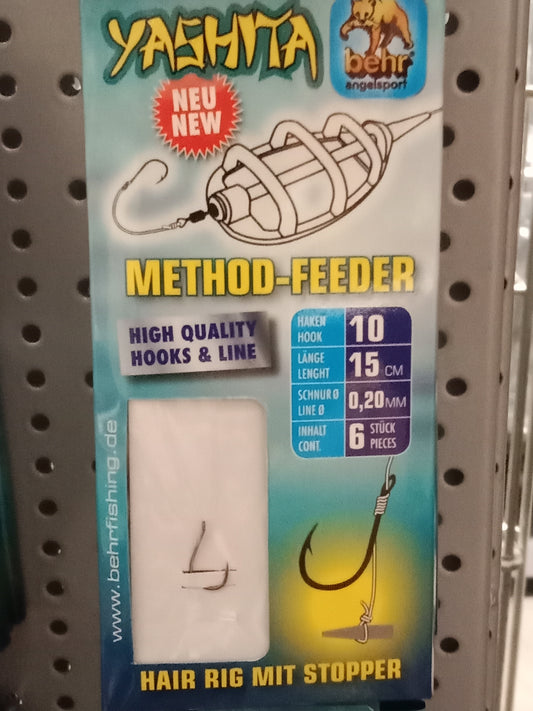 Behr Method Feeder Rig mit Baitstop 6STK  15cm, Hakengr 10, o,20mm