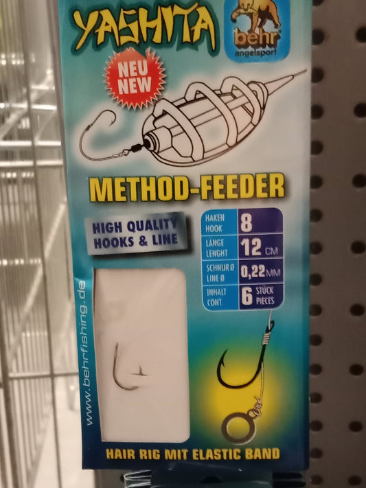 Behr Method Feeder Rig mit Baitband 6STK  12cm, Hakengr 8, o,22mm
