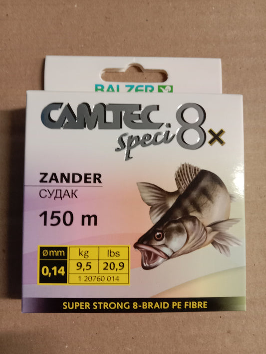 Balzer Camtec Spezi 8x Zander Schnur Braid 150m 0,14mm 9,5 Kg