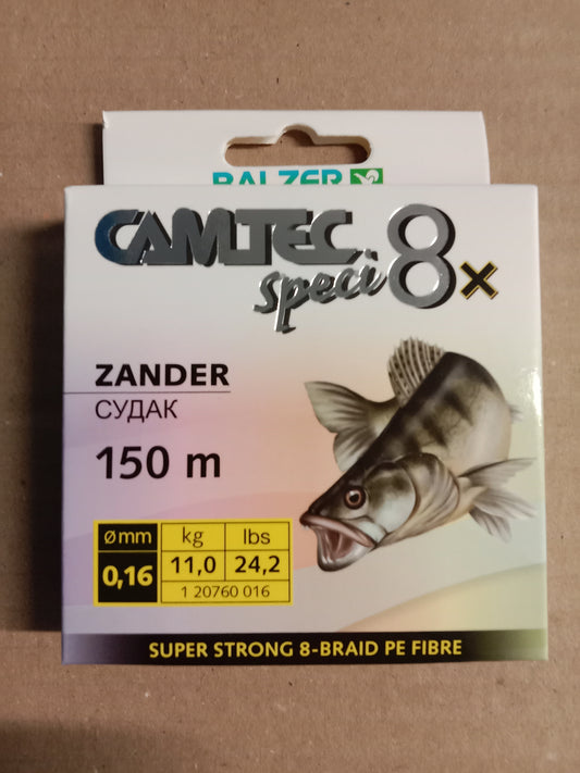Balzer Camtec Spezi 8x Zander Schnur Braid 150m 0,16mm 11 Kg