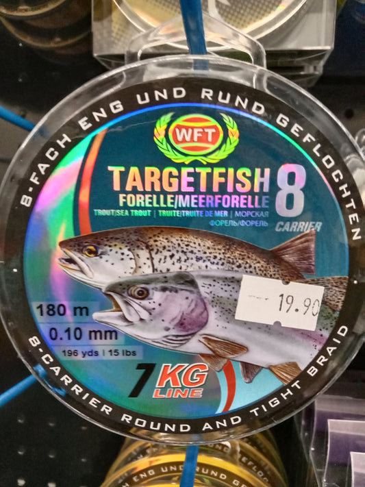 WFT TF8 Forelle/Meerforellen Geflecht Schnur Trans Weiss 180m 7Kg 0,10mm