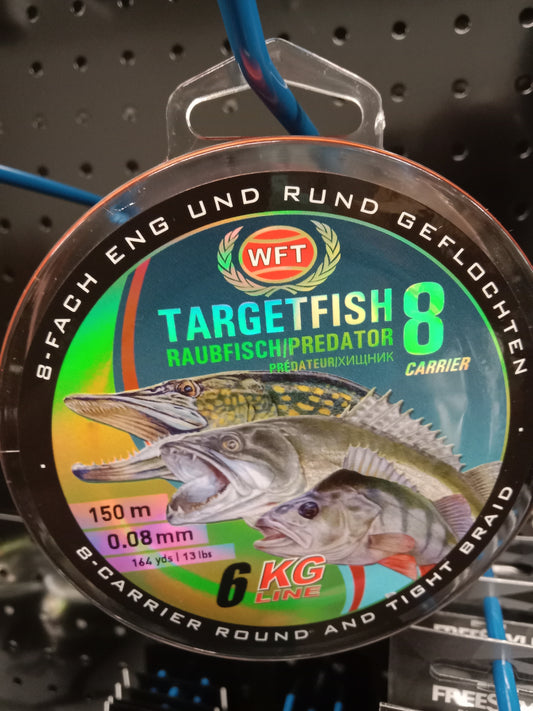 WFT TF8 Raubfisch Geflecht Schnur Orange 150m 6Kg 0,08mm