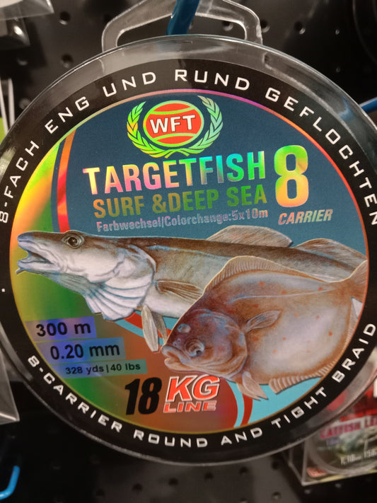 WFT TF8 DEEPSEA Geflecht Schnur Multicolor 300m 18Kg 0,20mm