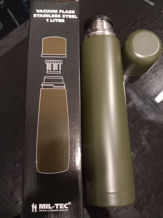Miltec Vakuum ThermosflascheS/Steel 1 Liter Olive