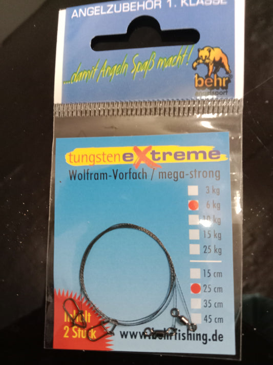 Behr Tungsten Raubfisch Vorfach 2 Stk 25cm 6 kg