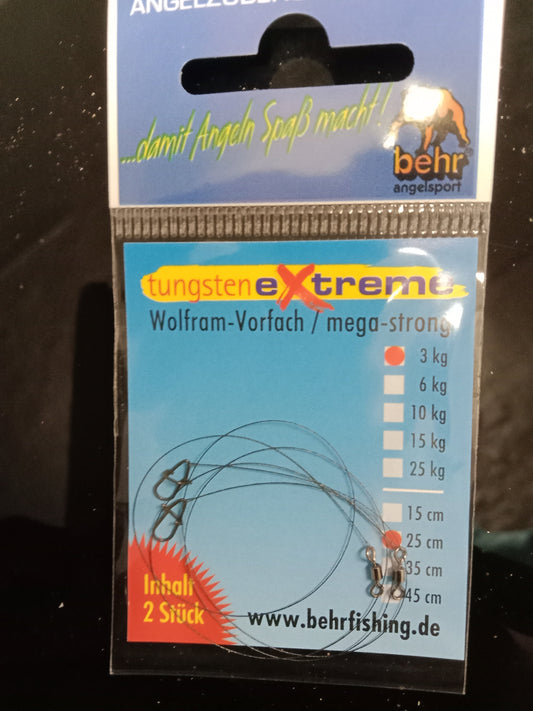 Behr Tungsten Raubfisch Vorfach 2 Stk 25cm 3Kg