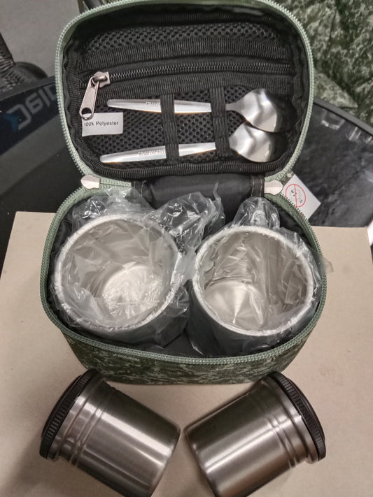 Delphin Kaffe Set 2 Becher mit Milch und Zucker Behälter