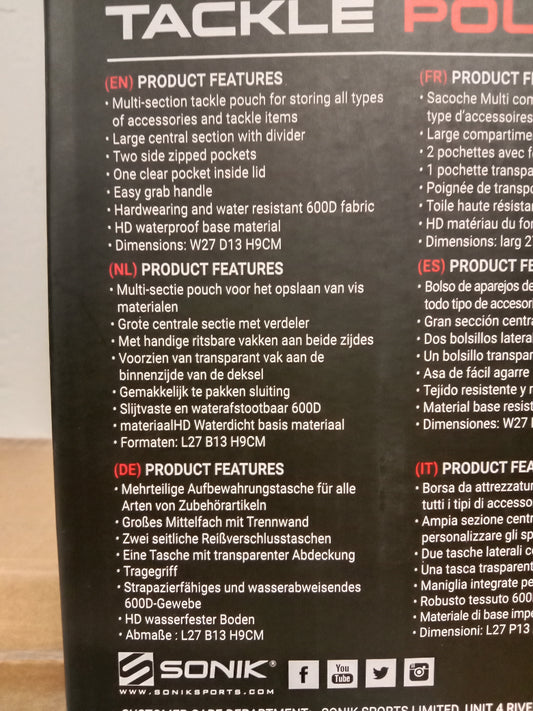SONIK Tackle Pouch 27x13x9cm