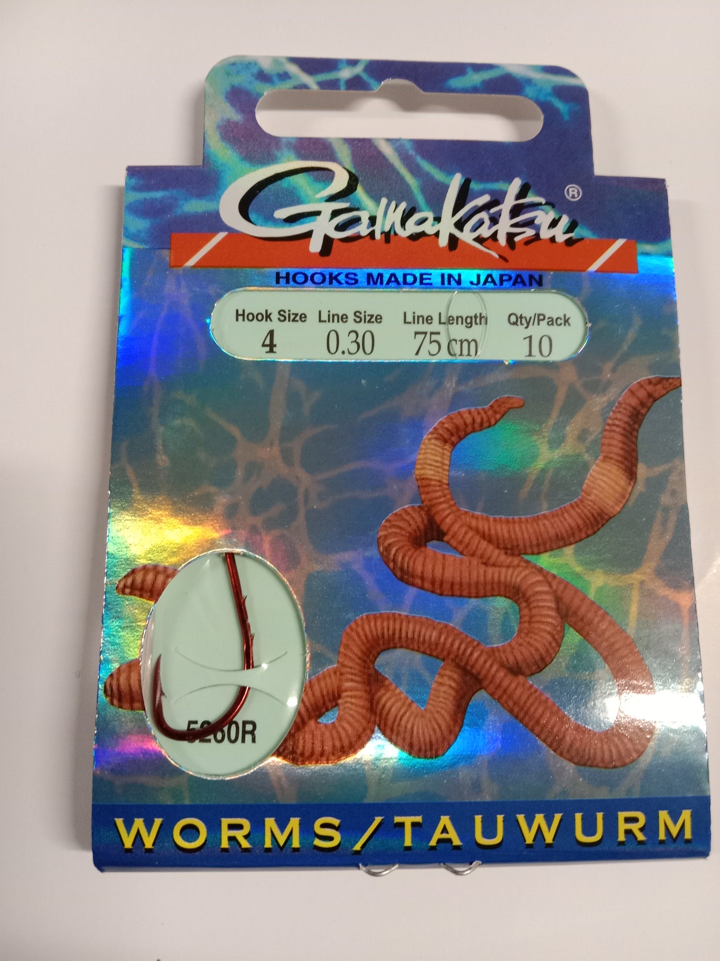 Gamakatsu Wurmhaken gebunden gr4  75cm  0,30mm