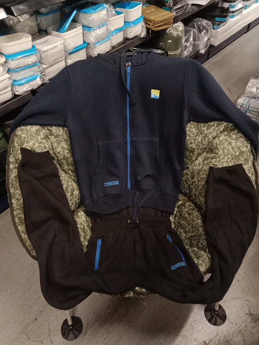 Jogger Hoodie Combo Preston LOGO Grau/Blau  Gr M    ABVERKAUF